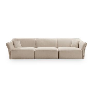 Canapea 5 locuri, Hailey, Micadoni Home, 292x102x79 cm, tesatura boucle, bej inchis