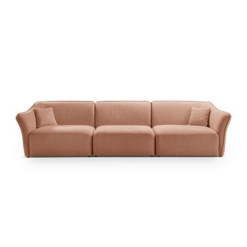 Canapea 5 locuri, Hailey, Micadoni Home, 292x102x79 cm, tesatura boucle, galben mustar