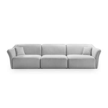 Canapea 5 locuri, Hailey, Micadoni Home, 292x102x79 cm, tesatura boucle, ivoriu