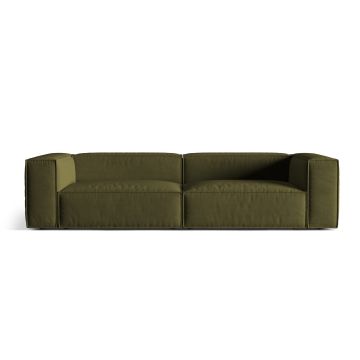 Canapea 5 locuri, Nuria-88, Micadoni Home, 290x110x72 cm, catifea, verde moss melange