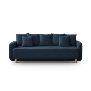 Canapea extensibila 3 locuri, cu lada depozitare, Elen-211, Micadoni Home, 231x106x86 cm, tesatura structurata chenille, albastru navy
