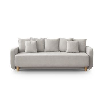 Canapea extensibila 3 locuri, cu lada depozitare, Elen-211, Micadoni Home, 231x106x86 cm, tesatura structurata chenille, bej