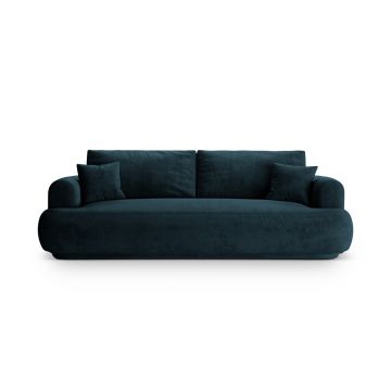 Canapea extensibila 3 locuri, Ella-120, Micadoni Home, 253x108x94 cm, catifea, petrol inchis