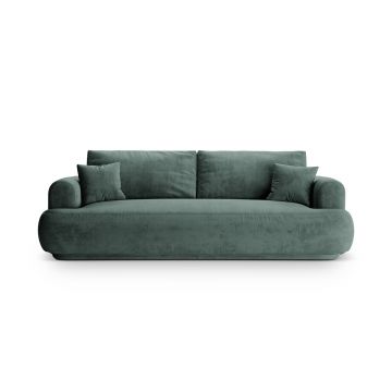 Canapea extensibila 3 locuri, Ella-120, Micadoni Home, 253x108x94 cm, catifea, petrol