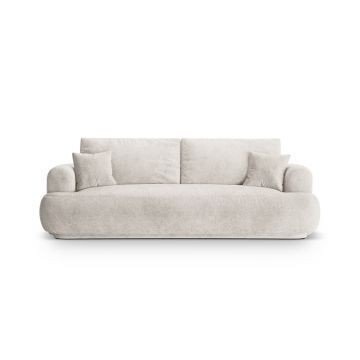 Canapea extensibila 3 locuri, Ella-193, Micadoni Home, 253x108x94 cm, tesatura structurata chenille, bej