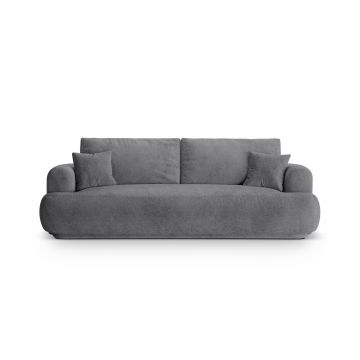 Canapea extensibila 3 locuri, Ella-193, Micadoni Home, 253x108x94 cm, tesatura structurata chenille, gri