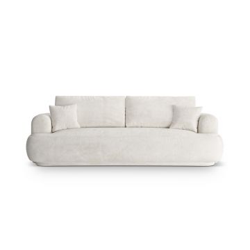 Canapea extensibila 3 locuri, Ella, Micadoni Home, 253x108x94 cm, tesatura boucle, bej deschis