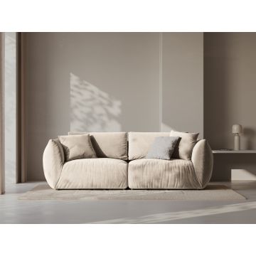 Canapea modulara 3 locuri, Chris-184, Micadoni Home, 220x100x80 cm, catifea, ecru