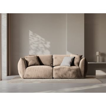 Canapea modulara 3 locuri, Chris-184, Micadoni Home, 220x100x80 cm, catifea, maro deschis