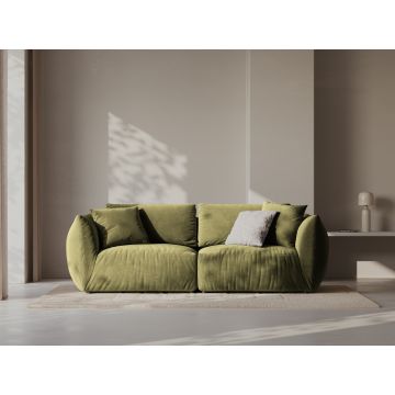 Canapea modulara 3 locuri, Chris-184, Micadoni Home, 220x100x80 cm, catifea, verde deschis