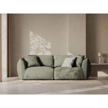 Canapea modulara 3 locuri, Chris-259, Micadoni Home, 220x100x80 cm, tesatura structurata chenille, verde deschis
