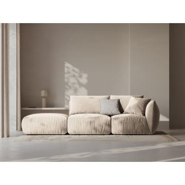 Canapea modulara 3 locuri cotiera stanga, Chris-184, Micadoni Home, 315x100x80 cm, catifea, ecru