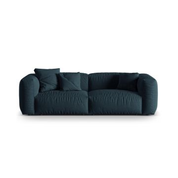 Canapea modulara 3 locuri, Martina-169, Micadoni Home, 240x106x75 cm, tesatura structurata catifelata, albastru jeans