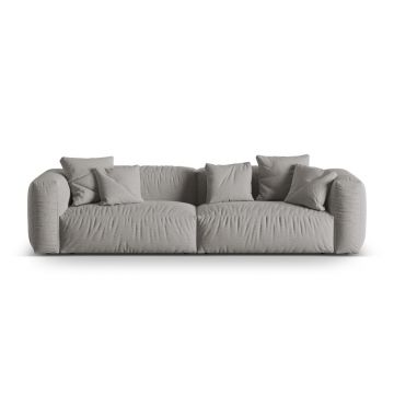 Canapea modulara 4 locuri, Martina-169, Micadoni Home, 320x106x75 cm, tesatura structurata catifelata, gri deschis