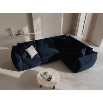 Coltar dreapta 4 locuri, Chris-184, Micadoni Home, 295x210x80 cm, catifea, albastru regal