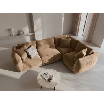 Coltar dreapta 4 locuri, Chris-184, Micadoni Home, 295x210x80 cm, catifea, bej sand