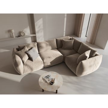 Coltar dreapta 4 locuri, Chris-184, Micadoni Home, 295x210x80 cm, catifea, ecru