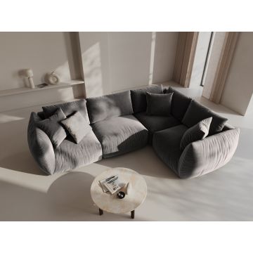 Coltar dreapta 4 locuri, Chris-184, Micadoni Home, 295x210x80 cm, catifea, gri