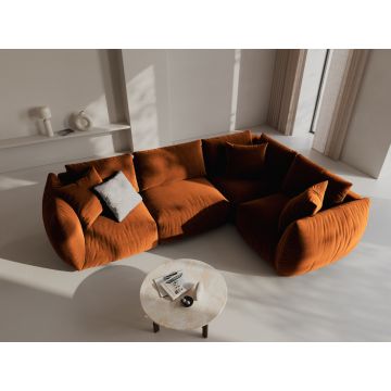 Coltar dreapta 4 locuri, Chris-184, Micadoni Home, 295x210x80 cm, catifea, teracota