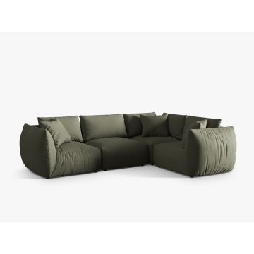 Coltar dreapta 4 locuri, Chris-259, Micadoni Home, 295x210x80 cm, tesatura structurata chenille, verde deschis