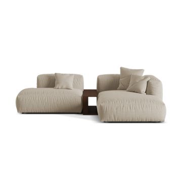 Coltar modular dreapta 2 locuri, Martina-169, Micadoni Home, 285x176x75 cm, tesatura structurata catifelata, bej deschis