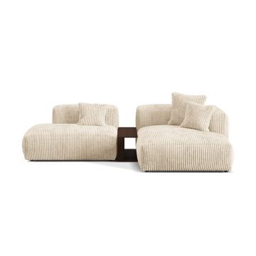 Coltar modular dreapta 2 locuri, Martina-212, Micadoni Home, 285x176x75 cm, velur, bej deschis