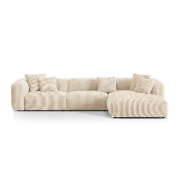 Coltar modular dreapta 3 locuri, Martina-212, Micadoni Home, 332x176x75 cm, velur, bej deschis