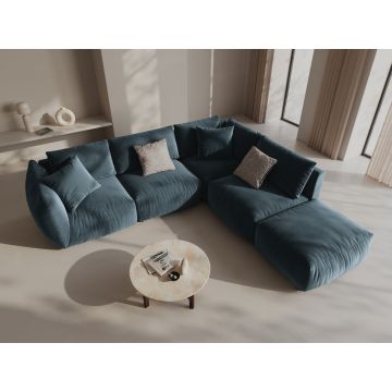 Coltar modular dreapta 4 locuri, Chris-184, Micadoni Home, 295x290x80 cm, catifea, albastru pastel
