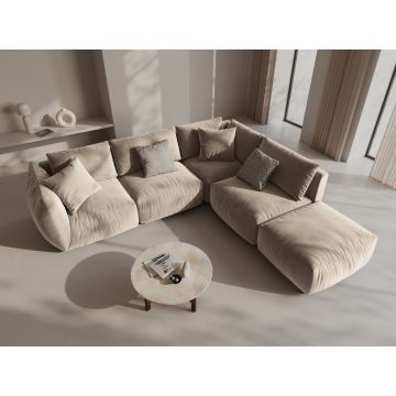 Coltar modular dreapta 4 locuri, Chris-184, Micadoni Home, 295x290x80 cm, catifea, ecru