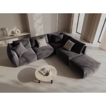 Coltar modular dreapta 4 locuri, Chris-184, Micadoni Home, 295x290x80 cm, catifea, gri inchis