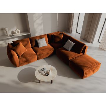 Coltar modular dreapta 4 locuri, Chris-184, Micadoni Home, 295x290x80 cm, catifea, teracota