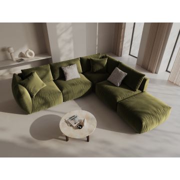 Coltar modular dreapta 4 locuri, Chris-184, Micadoni Home, 295x290x80 cm, catifea, verde deschis