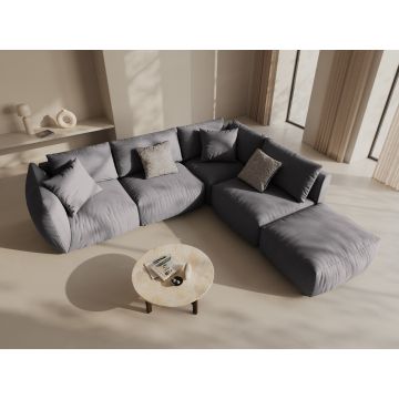 Coltar modular dreapta 4 locuri, Chris-259, Micadoni Home, 295x290x80 cm, tesatura structurata chenille, gri beton