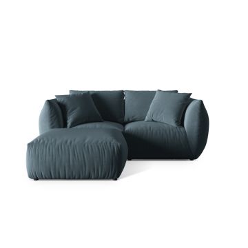 Coltar modular reversibil 4 locuri, Chris-184, Micadoni Home, 220x200x80 cm, catifea, albastru pastel