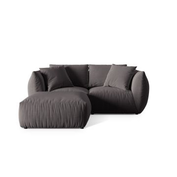 Coltar modular reversibil 4 locuri, Chris-184, Micadoni Home, 220x200x80 cm, catifea, gri inchis