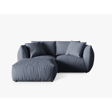 Coltar modular reversibil 4 locuri, Chris-259, Micadoni Home, 220x200x80 cm, tesatura structurata chenille, albastru muted