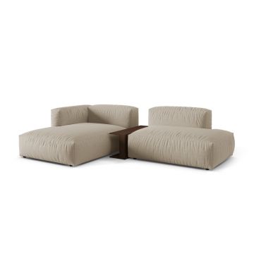 Coltar modular stanga 2 locuri, Martina-169, Micadoni Home, 285x176x75 cm, tesatura structurata catifelata, bej deschis
