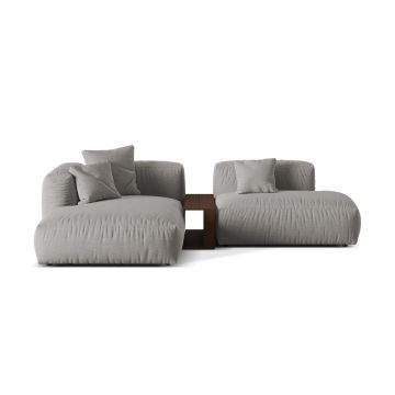 Coltar modular stanga 2 locuri, Martina-169, Micadoni Home, 285x176x75 cm, tesatura structurata catifelata, gri deschis