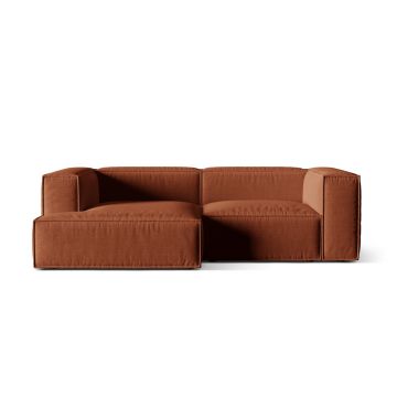 Coltar modular stanga 3 locuri, Nuria-215, Micadoni Home, 252x147x72 cm, tesatura structurata chenille, caramiziu