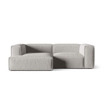 Coltar modular stanga 3 locuri, Nuria-215, Micadoni Home, 252x147x72 cm, tesatura structurata chenille, gri deschis