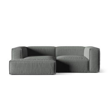 Coltar modular stanga 3 locuri, Nuria-215, Micadoni Home, 252x147x72 cm, tesatura structurata chenille, gri