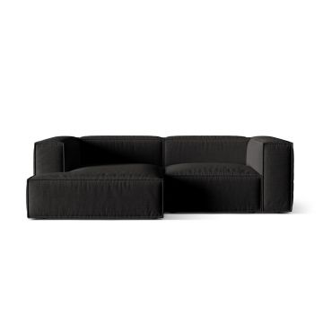 Coltar modular stanga 3 locuri, Nuria-215, Micadoni Home, 252x147x72 cm, tesatura structurata chenille, negru