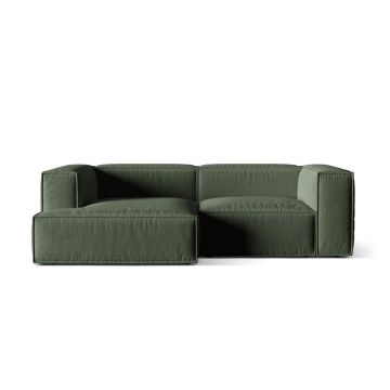 Coltar modular stanga 3 locuri, Nuria-215, Micadoni Home, 252x147x72 cm, tesatura structurata chenille, verde moss