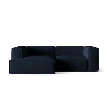 Coltar modular stanga 3 locuri, Nuria-88, Micadoni Home, 252x147x72 cm, catifea, albastru inchis
