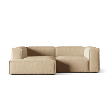Coltar modular stanga 3 locuri, Nuria-88, Micadoni Home, 252x147x72 cm, catifea, bej nude