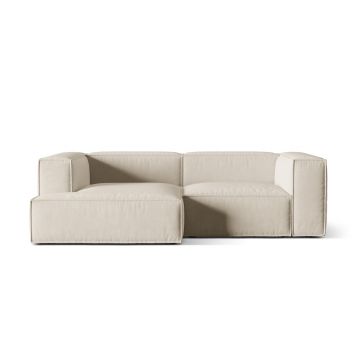 Coltar modular stanga 3 locuri, Nuria-88, Micadoni Home, 252x147x72 cm, catifea, bej