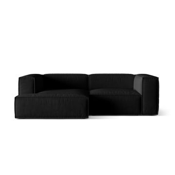 Coltar modular stanga 3 locuri, Nuria-88, Micadoni Home, 252x147x72 cm, catifea, negru