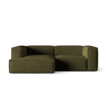 Coltar modular stanga 3 locuri, Nuria-88, Micadoni Home, 252x147x72 cm, catifea, verde moss melange