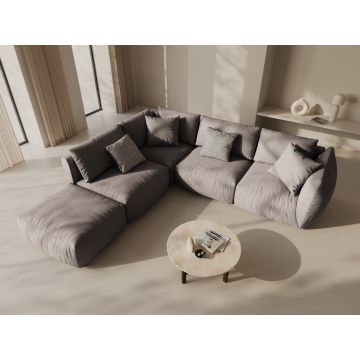 Coltar modular stanga 4 locuri, Chris-259, Micadoni Home, 295x290x80 cm, tesatura structurata chenille, bej sand