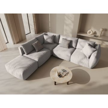 Coltar modular stanga 4 locuri, Chris-259, Micadoni Home, 295x290x80 cm, tesatura structurata chenille, natural